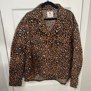 Simply Southern Leopard Sweater Jacket Shacket, Cheetah Print. Women's 2X